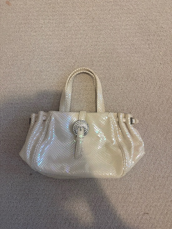 Donald J. Pliner Handbags - Donald J Pliner Iridescent Snakeskin Mini Satchel Bag Rhinestone Clasp